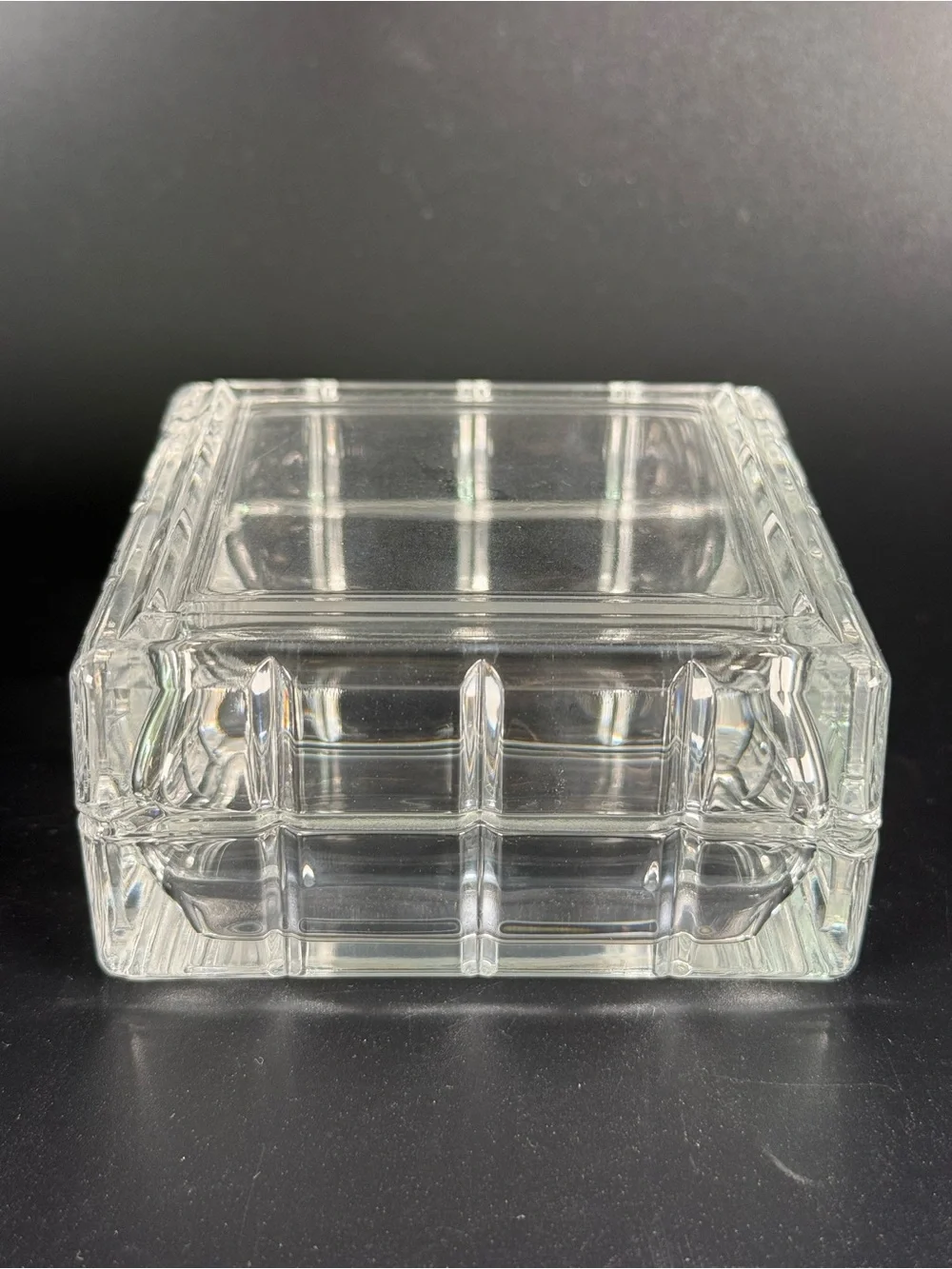 Vintage Avon Square Crystal Lidded Trinket Jewelry Box